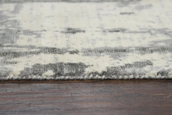 10' X 13' Gray And Ivory New Zealand Lambs Wool Abstract Hand Carved Handmade Area Rug Homeroots Home Decor