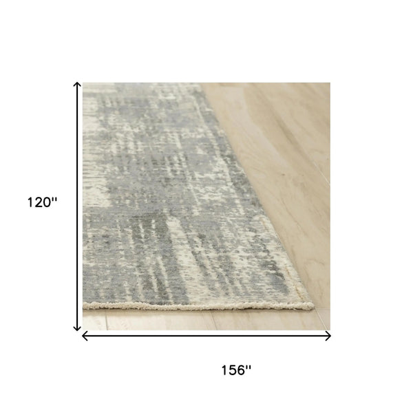 10' X 13' Gray And Light Gray New Zealand Lambs Wool Abstract Hand Carved Handmade Area Rug Homeroots Home Decor