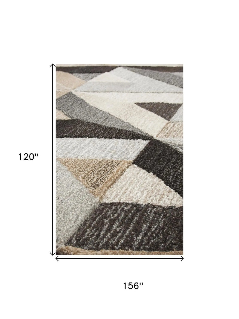 10' X 13' Gray And Natural Wool Geometric Hand Tufted Area Rug Homeroots Home Decor