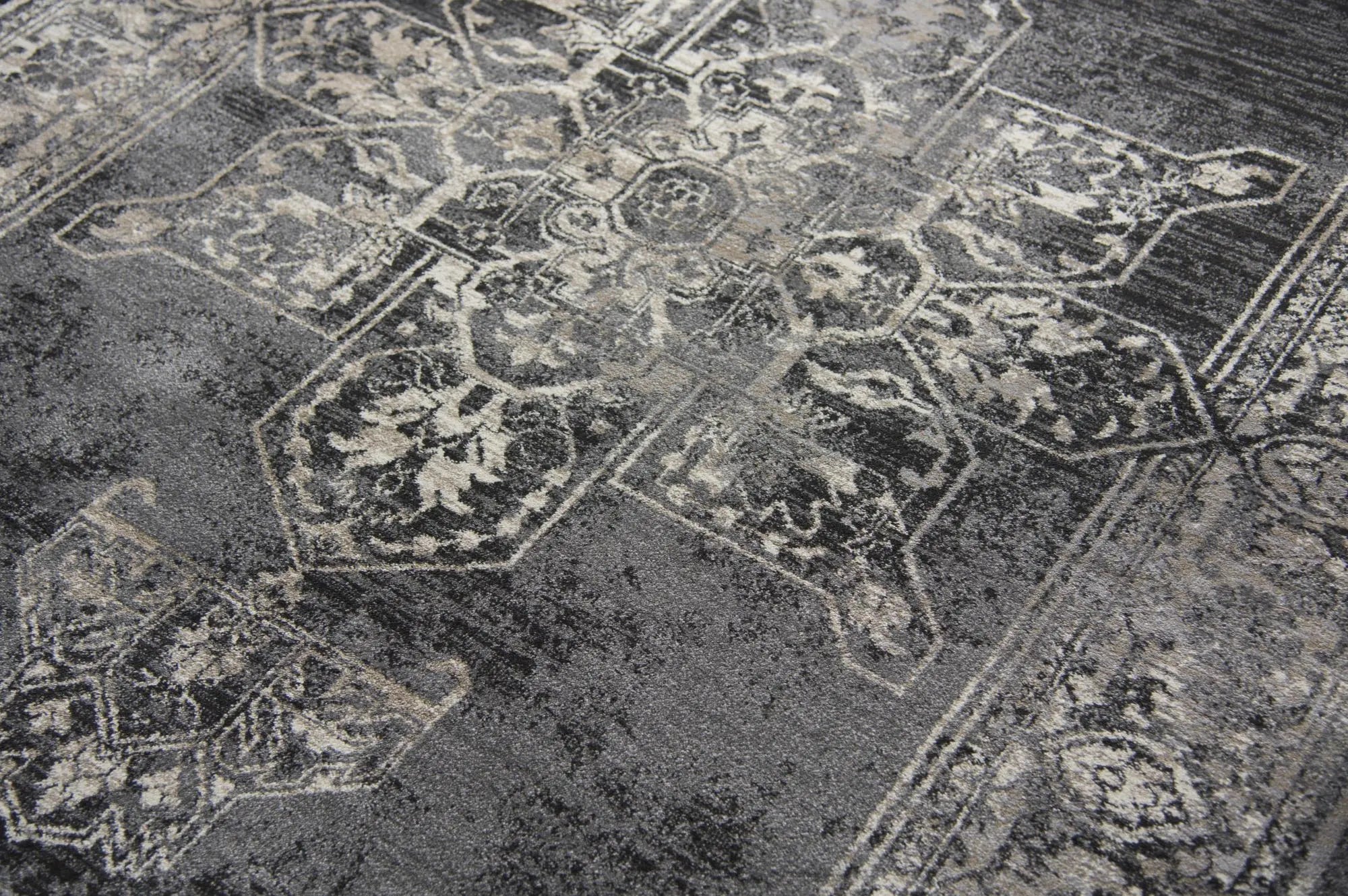 10' X 13' Gray Black Taupe Natural And Ivory Medallion Area Rug Homeroots Home Decor