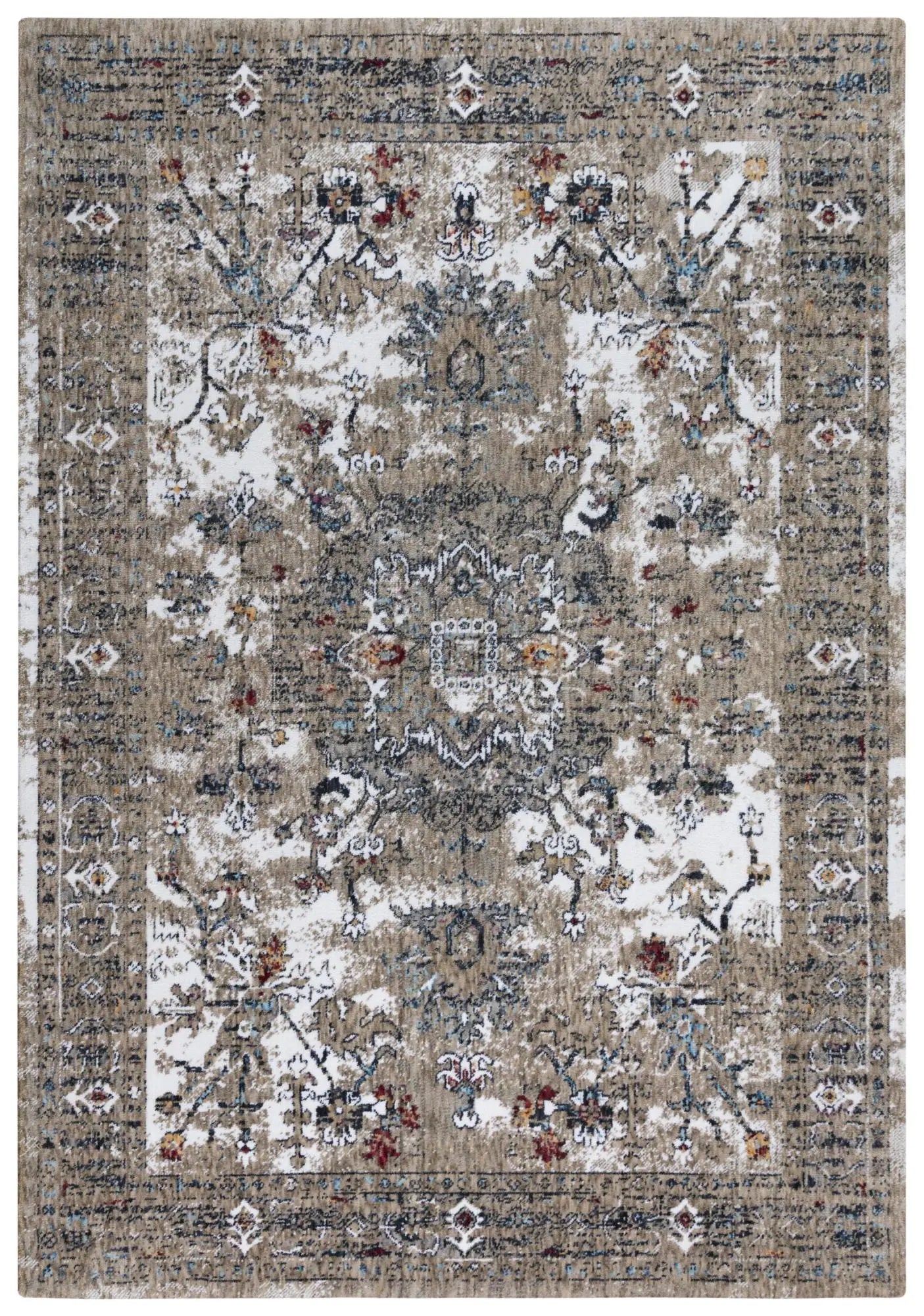 10' X 13' Gray Blue Orange Red And Ivory Medallion Hand Carved Handmade Area Rug Homeroots Home Decor