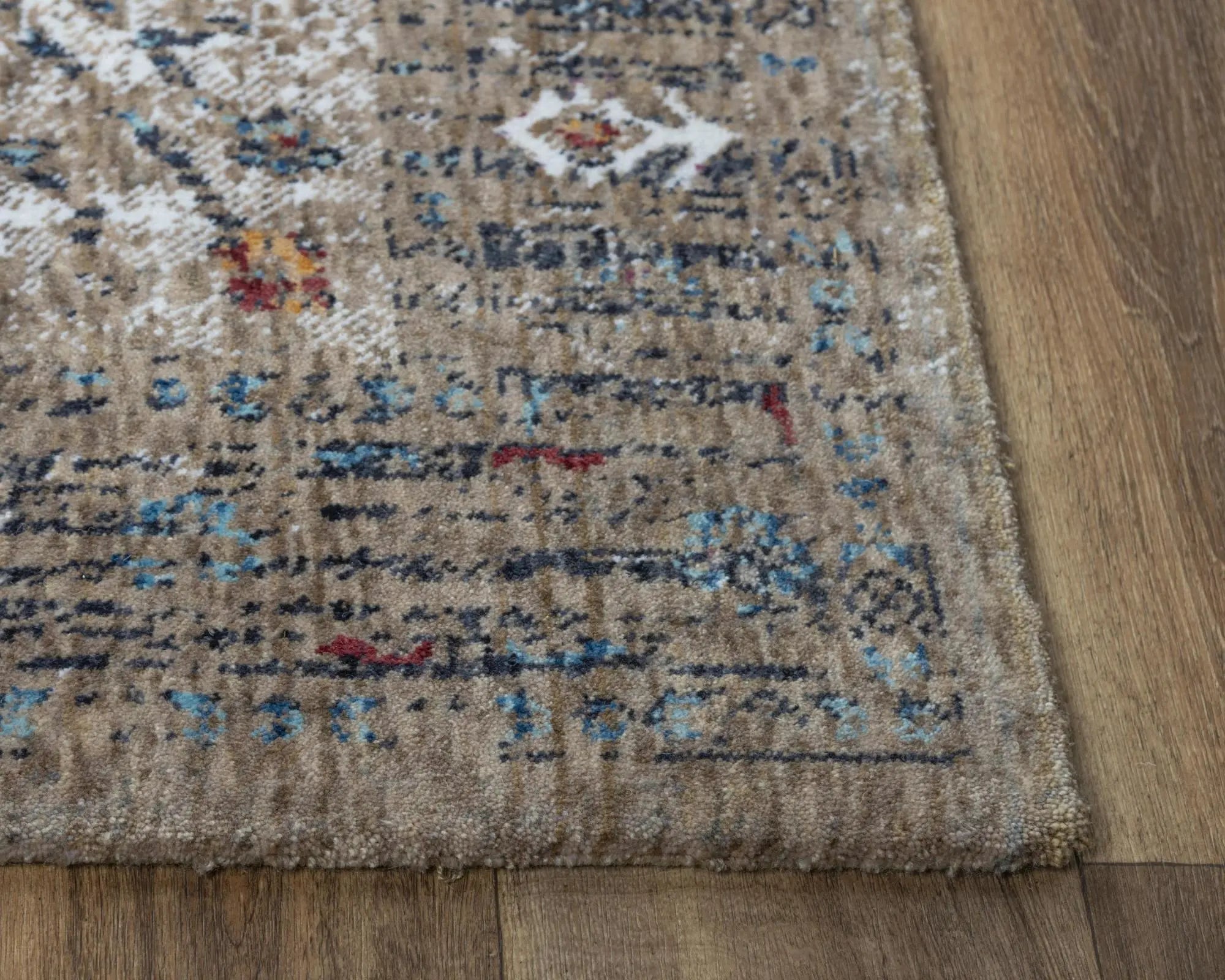 10' X 13' Gray Blue Orange Red And Ivory Medallion Hand Carved Handmade Area Rug Homeroots Home Decor