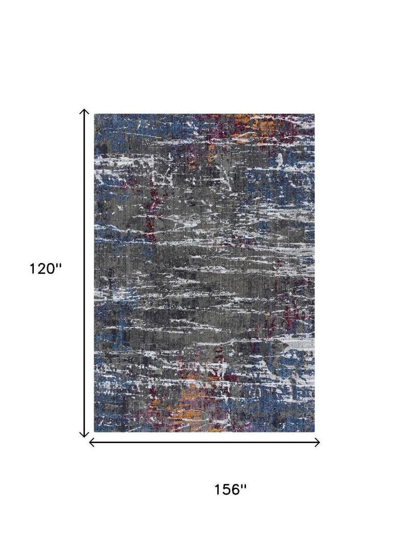 10' X 13' Gray Blue Pink Ivory And Orange Abstract Hand Carved Handmade Area Rug Homeroots Home Decor
