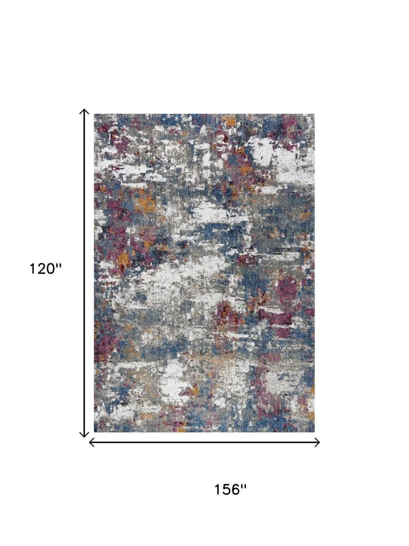 10' X 13' Gray Blue Pink Orange Red And Ivory Abstract Hand Carved Handmade Area Rug Homeroots Home Decor