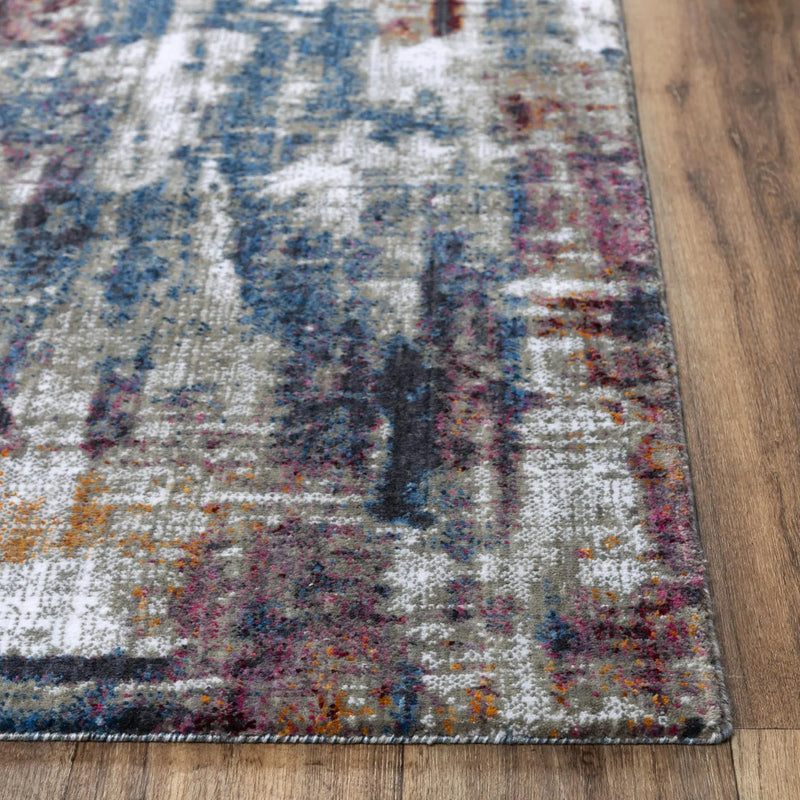 10' X 13' Gray Cream Red Blue Purple Pink And Ivory Abstract Hand Carved Handmade Area Rug Homeroots Home Decor
