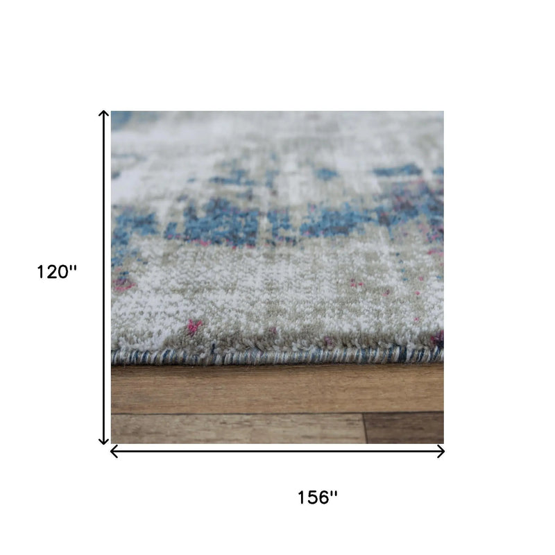 10' X 13' Gray Cream Red Blue Purple Pink And Ivory Abstract Hand Carved Handmade Area Rug Homeroots Home Decor