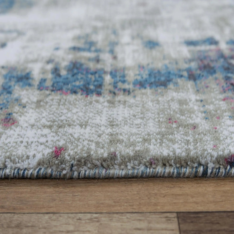10' X 13' Gray Cream Red Blue Purple Pink And Ivory Abstract Hand Carved Handmade Area Rug Homeroots Home Decor