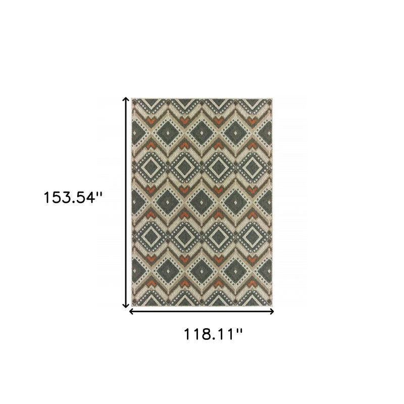 10' X 13' Gray Geometric Stain Resistant Indoor Outdoor Area Rug Homeroots Outdoor