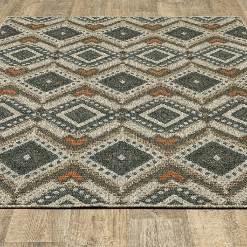 10' X 13' Gray Geometric Stain Resistant Indoor Outdoor Area Rug Homeroots Outdoor