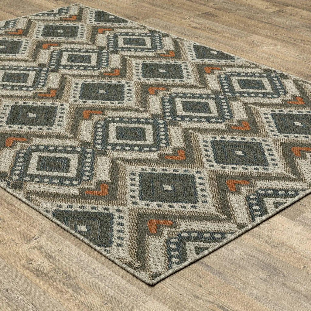 10' X 13' Gray Geometric Stain Resistant Indoor Outdoor Area Rug Homeroots Outdoor