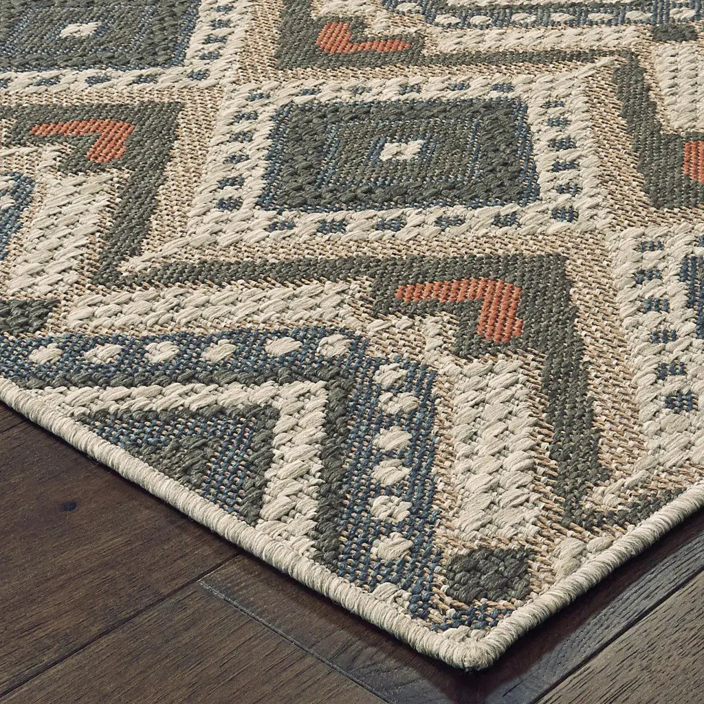10' X 13' Gray Geometric Stain Resistant Indoor Outdoor Area Rug Homeroots Outdoor