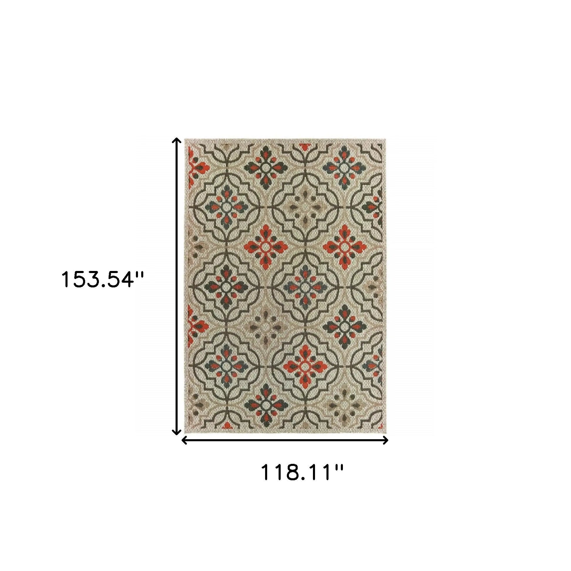 10' X 13' Gray Geometric Stain Resistant Indoor Outdoor Area Rug Homeroots Outdoor