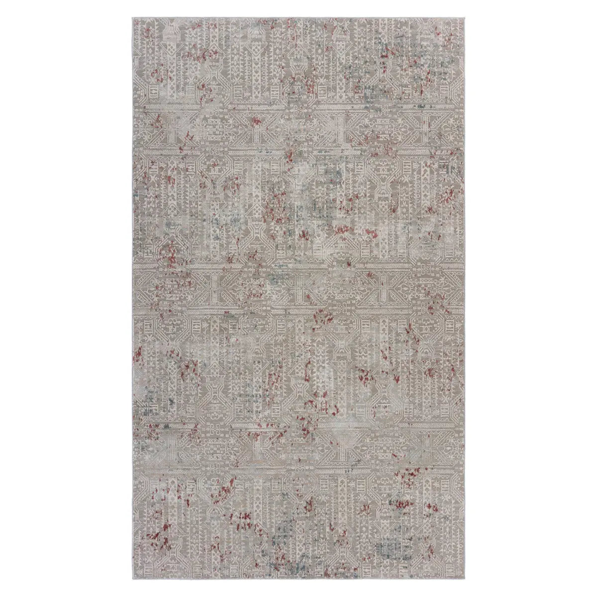 10' X 13' Gray Ivory Slate Blue And Wine Red Geometric Stain Resistant Area Rug Homeroots Home Decor