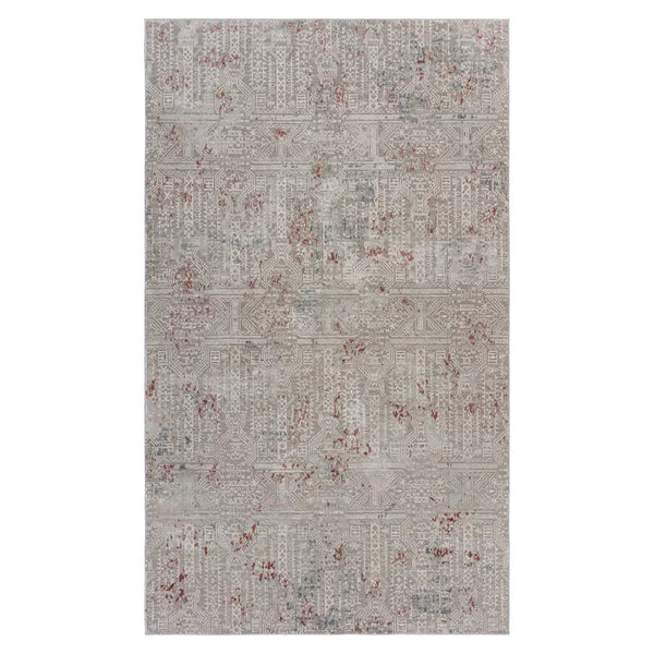 10' X 13' Gray Ivory Slate Blue And Wine Red Geometric Stain Resistant Area Rug Homeroots Home Decor