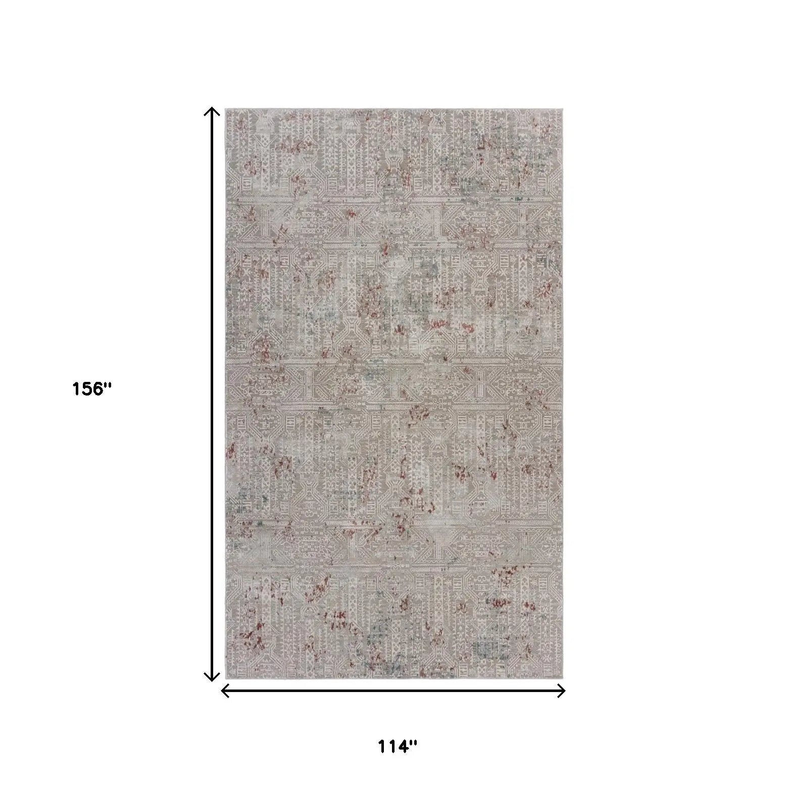 10' X 13' Gray Ivory Slate Blue And Wine Red Geometric Stain Resistant Area Rug Homeroots Home Decor