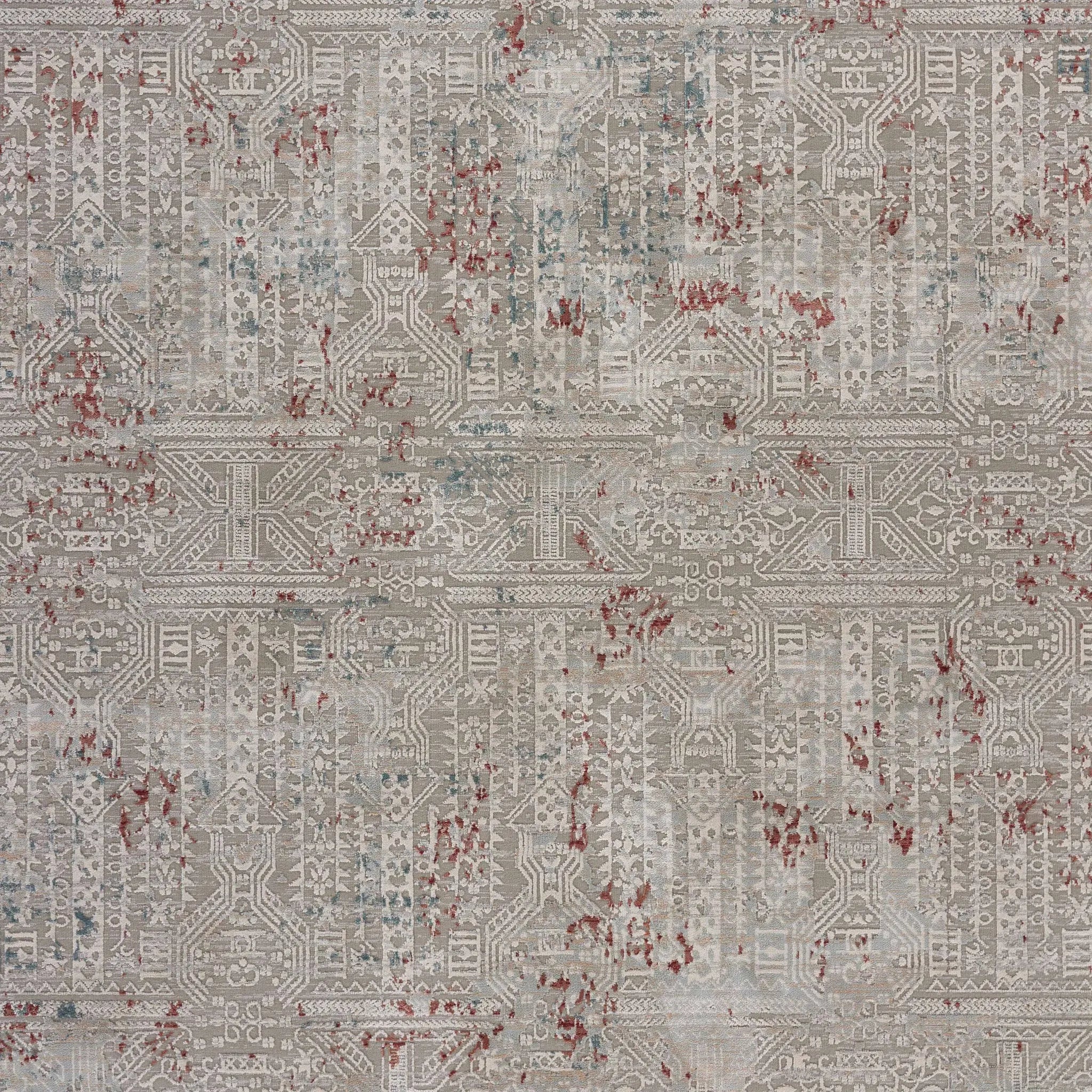 10' X 13' Gray Ivory Slate Blue And Wine Red Geometric Stain Resistant Area Rug Homeroots Home Decor