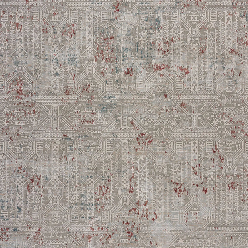 10' X 13' Gray Ivory Slate Blue And Wine Red Geometric Stain Resistant Area Rug Homeroots Home Decor