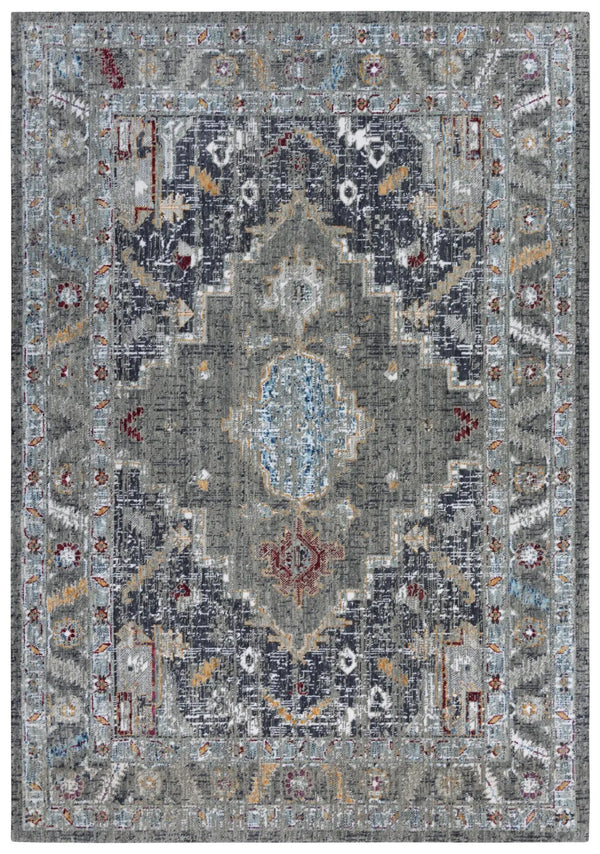 10' X 13' Gray Red Blue Orange And Ivory Medallion Hand Carved Handmade Area Rug Homeroots Home Decor