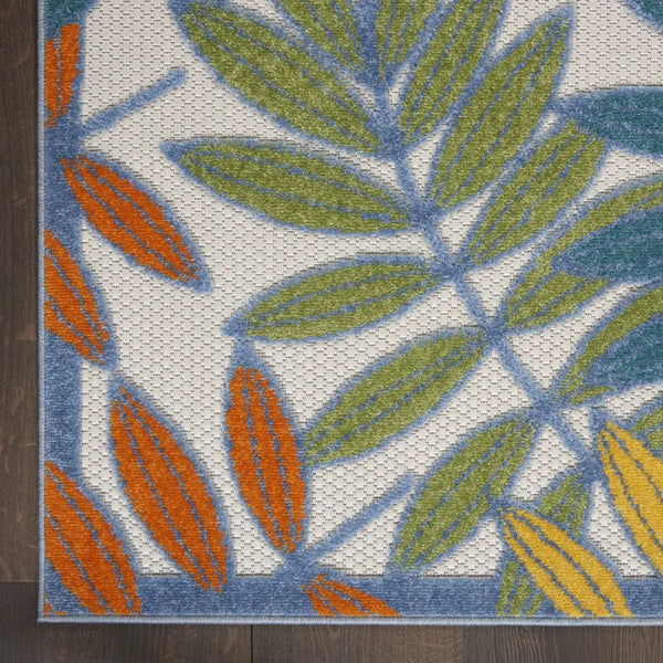 10' X 13' Ivory And Blue Indoor Outdoor Area Rug - GreatEagleInc