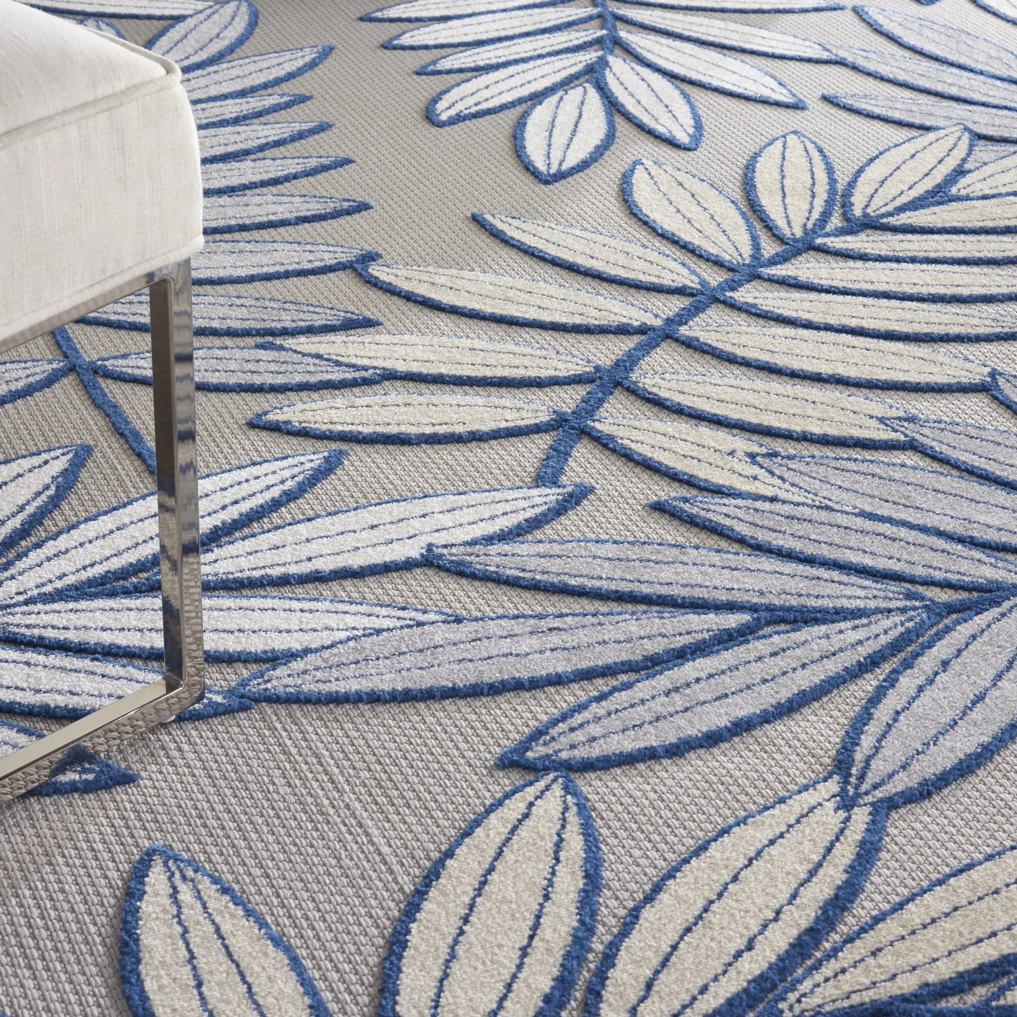 10' X 13' Ivory And Blue Indoor Outdoor Area Rug Homeroots Outdoor