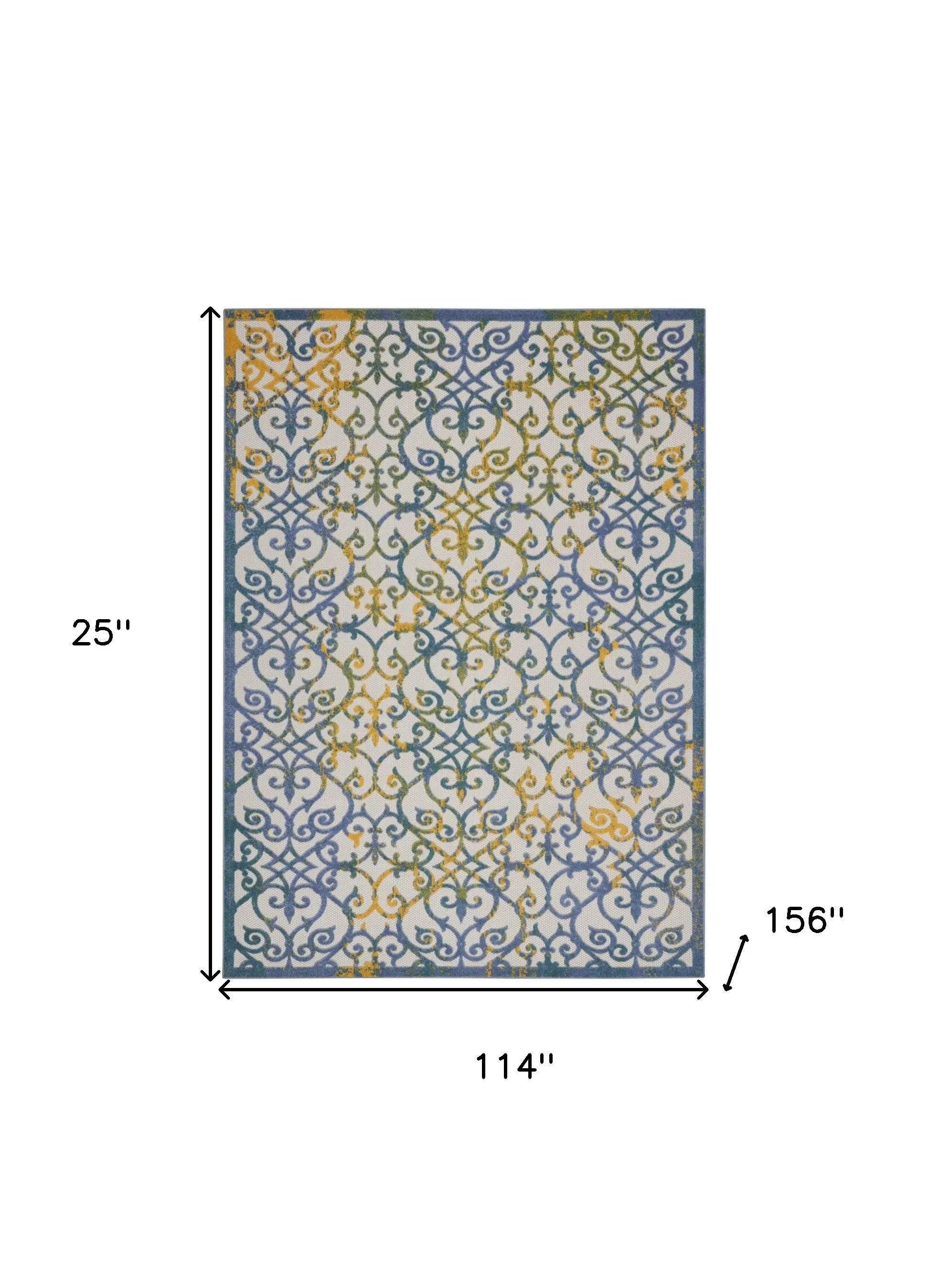 10' X 13' Ivory And Blue Indoor Outdoor Area Rug Homeroots Outdoor