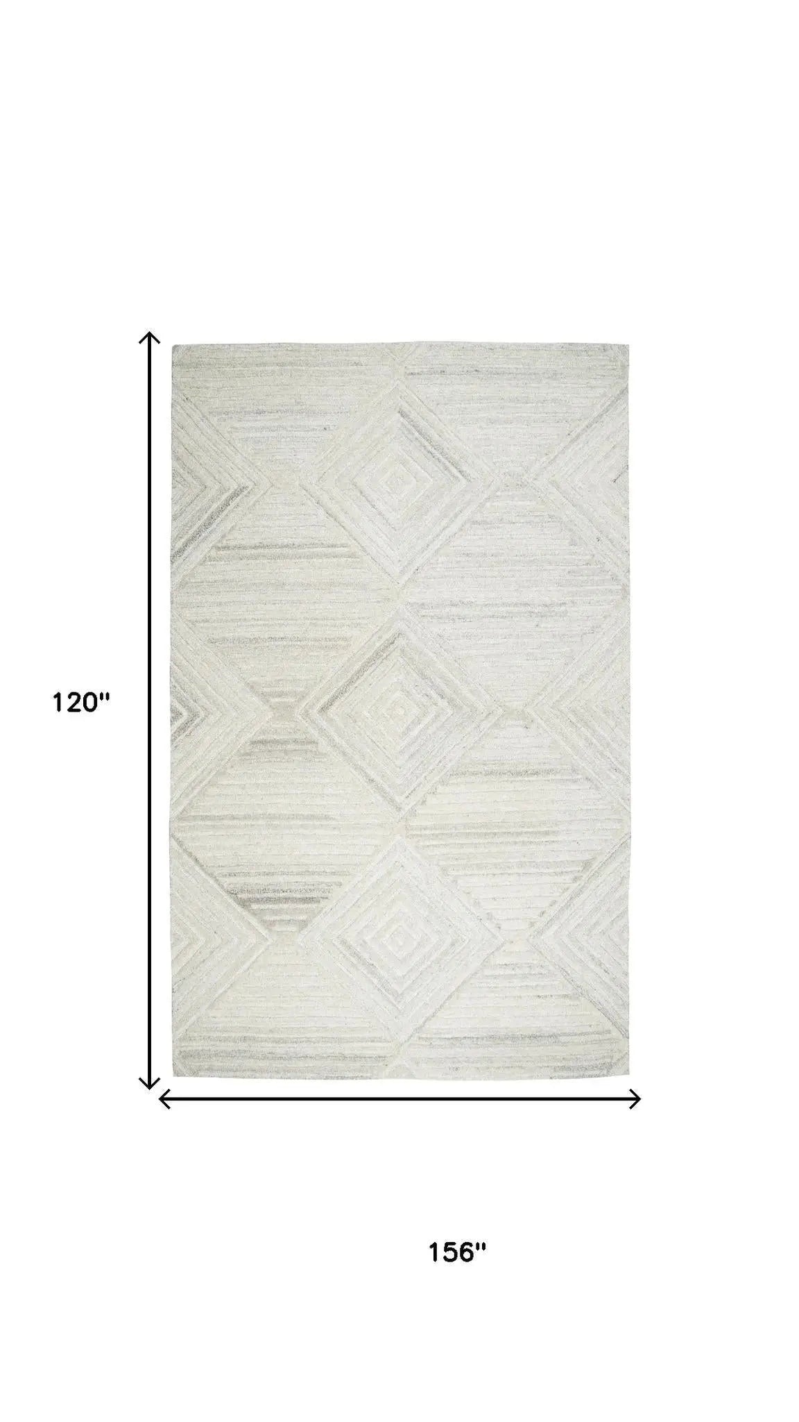 10' X 13' Ivory And Natural Wool Diamond Hand Tufted Area Rug Homeroots Home Decor