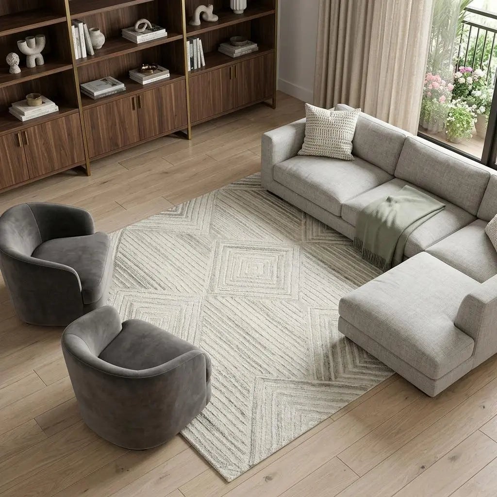 10' X 13' Ivory And Natural Wool Diamond Hand Tufted Area Rug Homeroots Home Decor