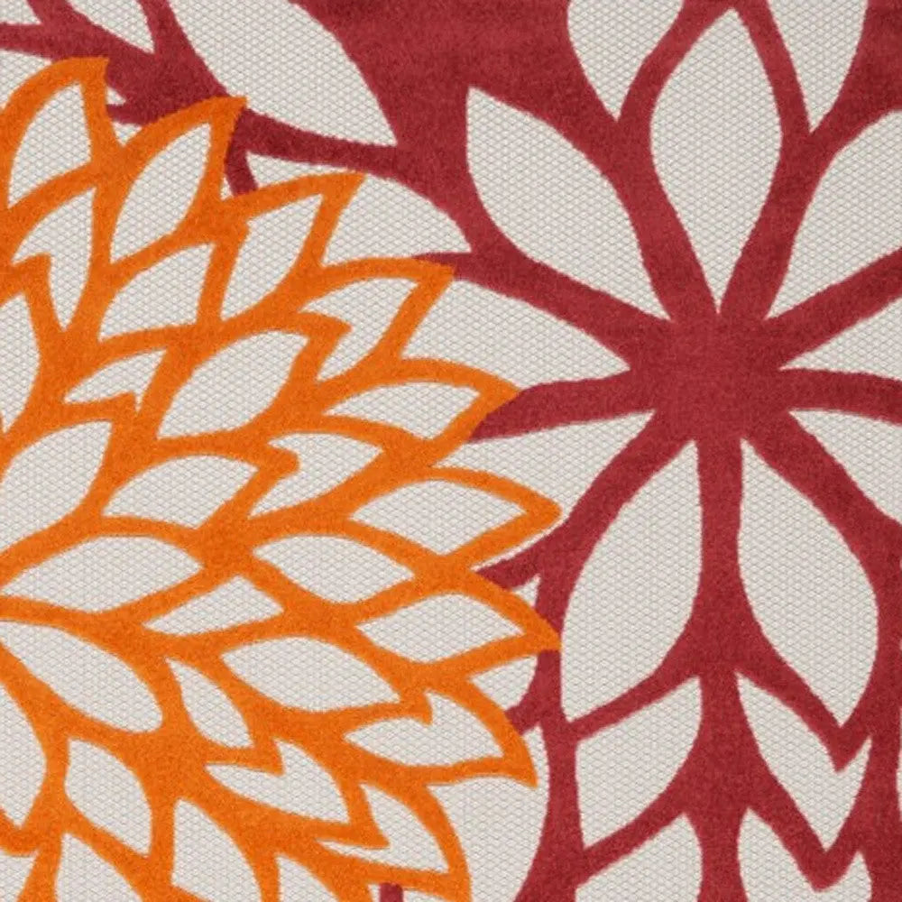 10' X 13' Red And Ivory Indoor Outdoor Area Rug Homeroots Outdoor