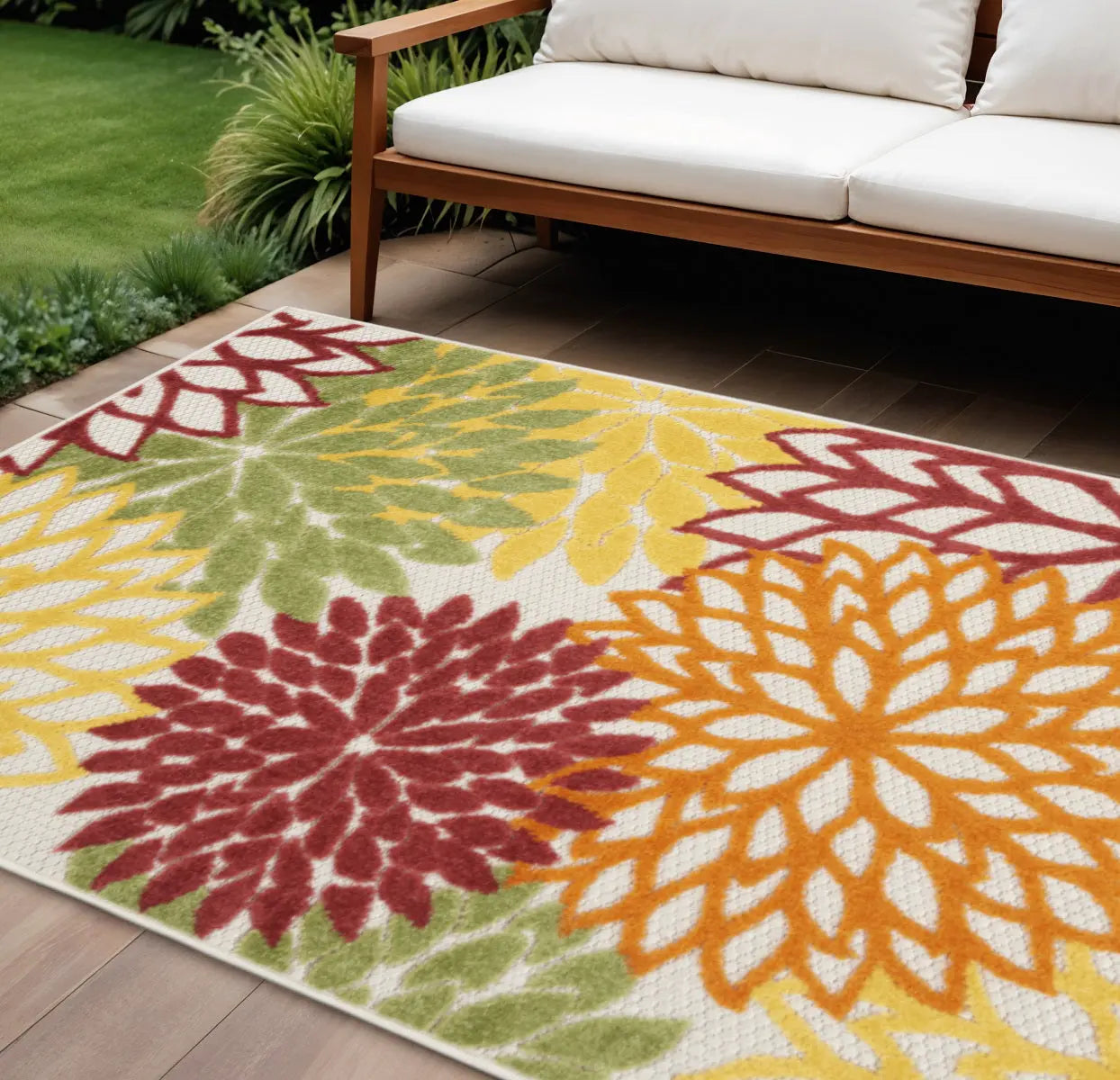 10' X 13' Red And Ivory Indoor Outdoor Area Rug Homeroots Outdoor