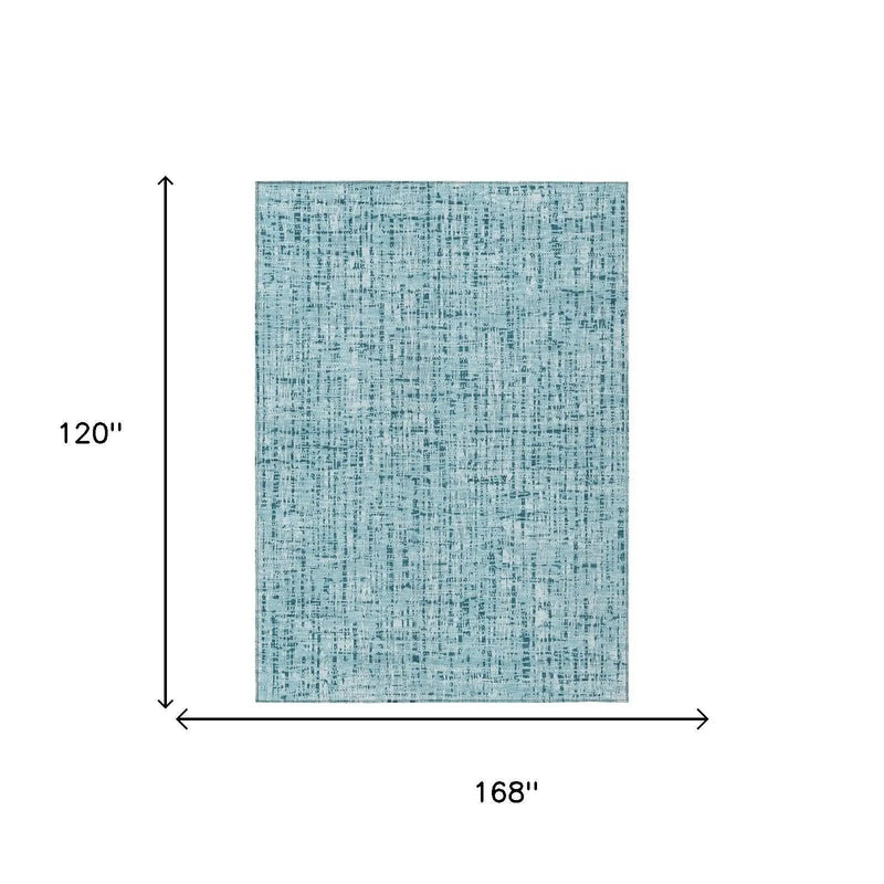 10' X 14' Aqua And Teal Blue Abstract Washable Indoor Outdoor Area Rug Homeroots Outdoor