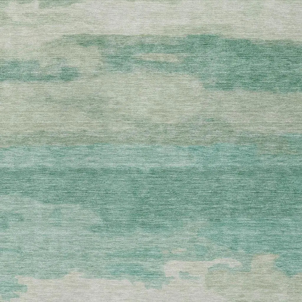 10' X 14' Aqua And Teal Blue Abstract Washable Indoor Outdoor Area Rug Homeroots Outdoor