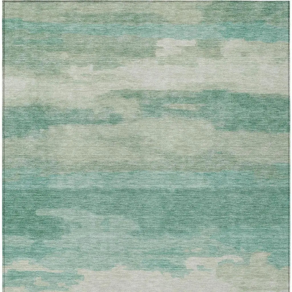 10' X 14' Aqua And Teal Blue Abstract Washable Indoor Outdoor Area Rug Homeroots Outdoor
