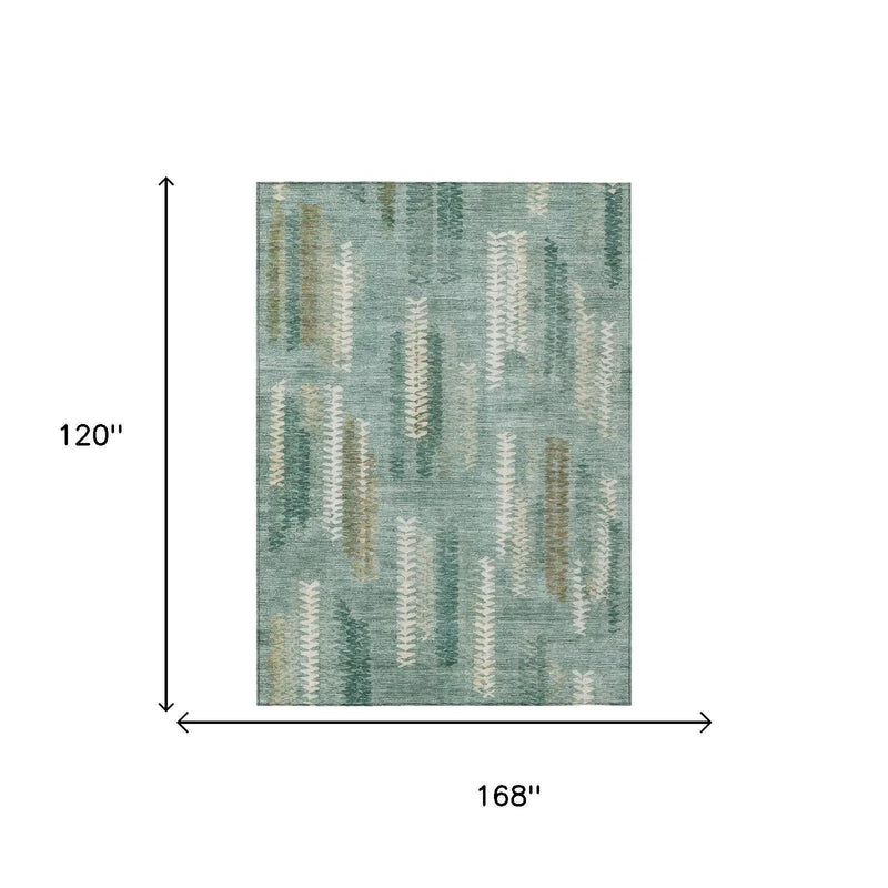 10' X 14' Aqua And Teal Blue Abstract Washable Indoor Outdoor Area Rug Homeroots Outdoor