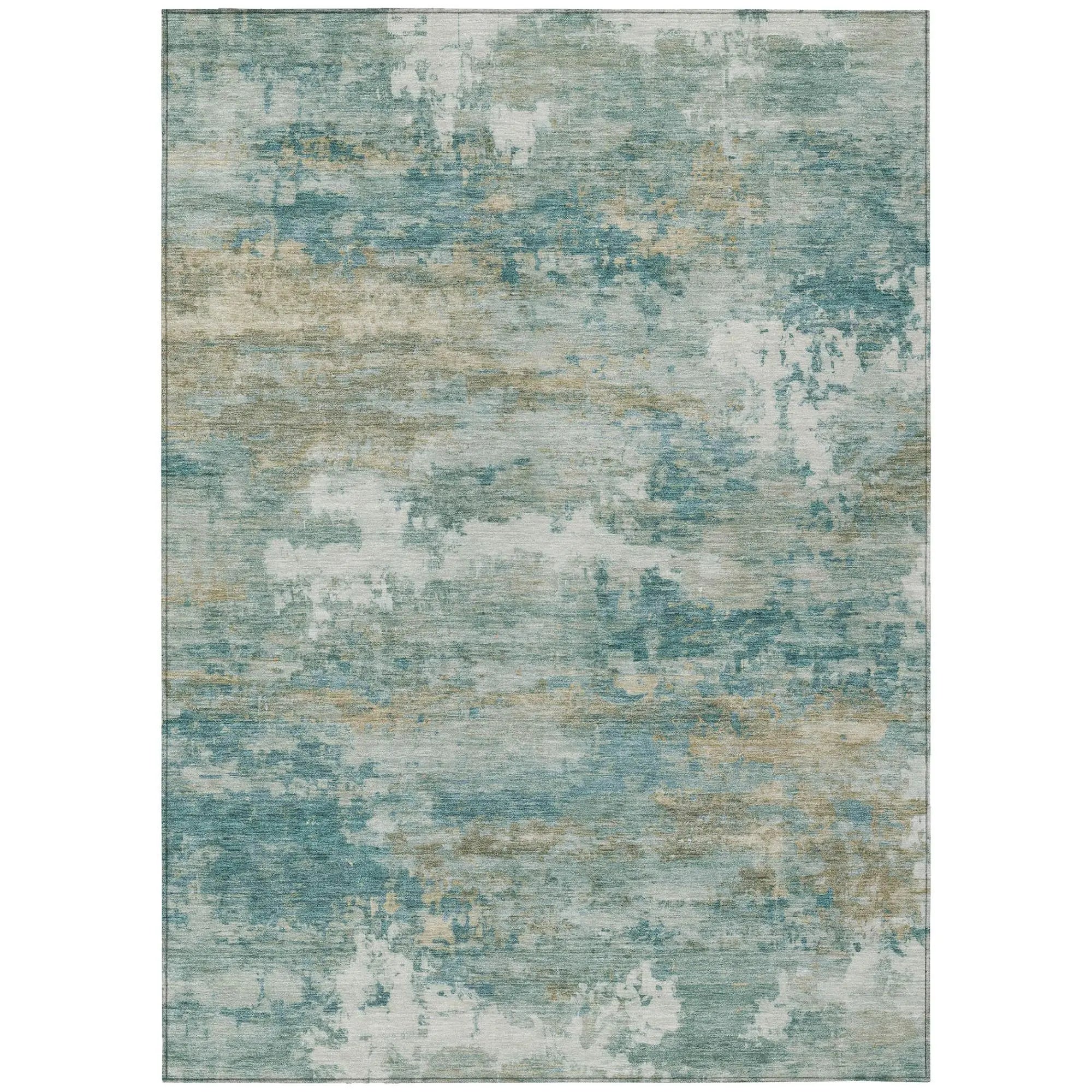 10' X 14' Aqua And Teal Blue Abstract Washable Indoor Outdoor Area Rug Homeroots Outdoor
