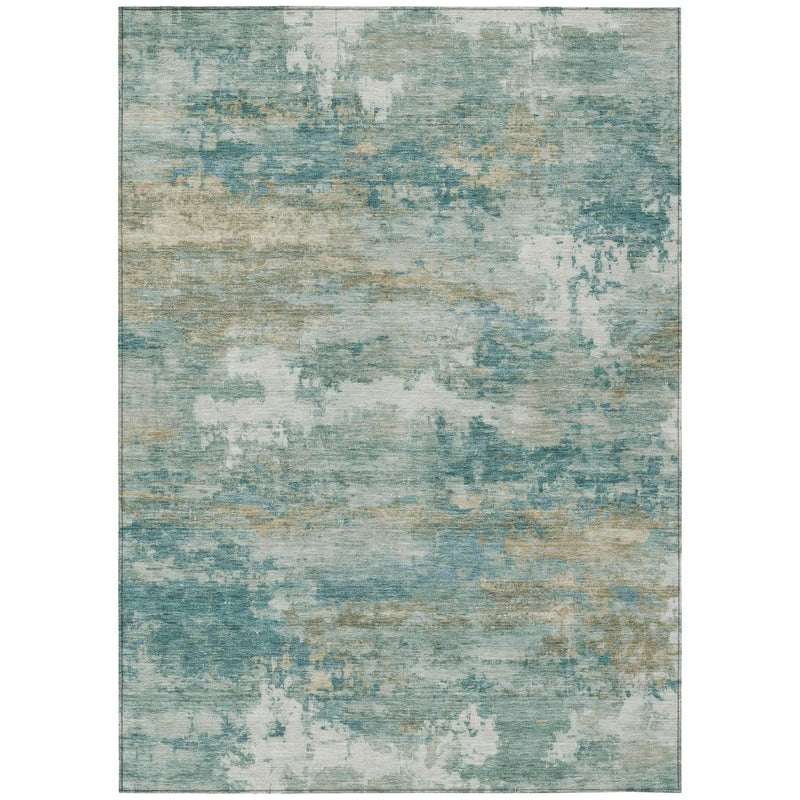 10' X 14' Aqua And Teal Blue Abstract Washable Indoor Outdoor Area Rug Homeroots Outdoor