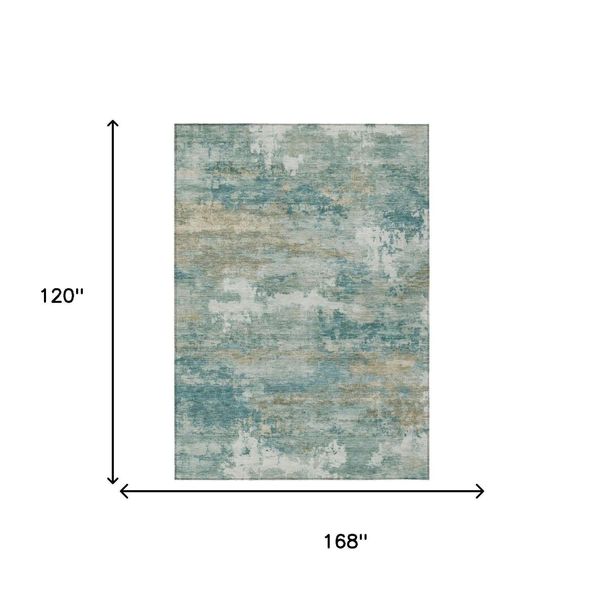 10' X 14' Aqua And Teal Blue Abstract Washable Indoor Outdoor Area Rug Homeroots Outdoor