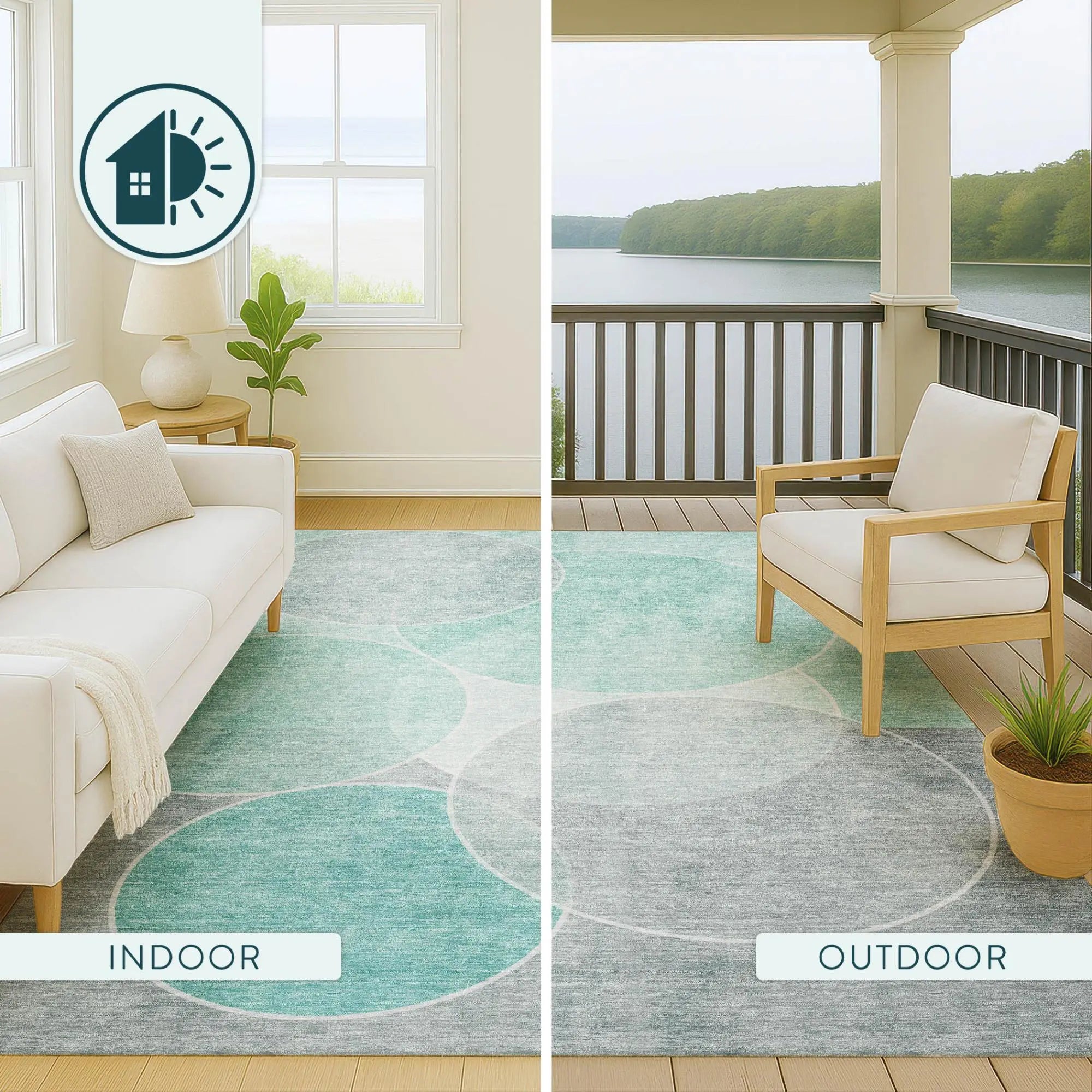 10' X 14' Aqua And Teal Blue Geometric Washable Indoor Outdoor Area Rug Homeroots Outdoor