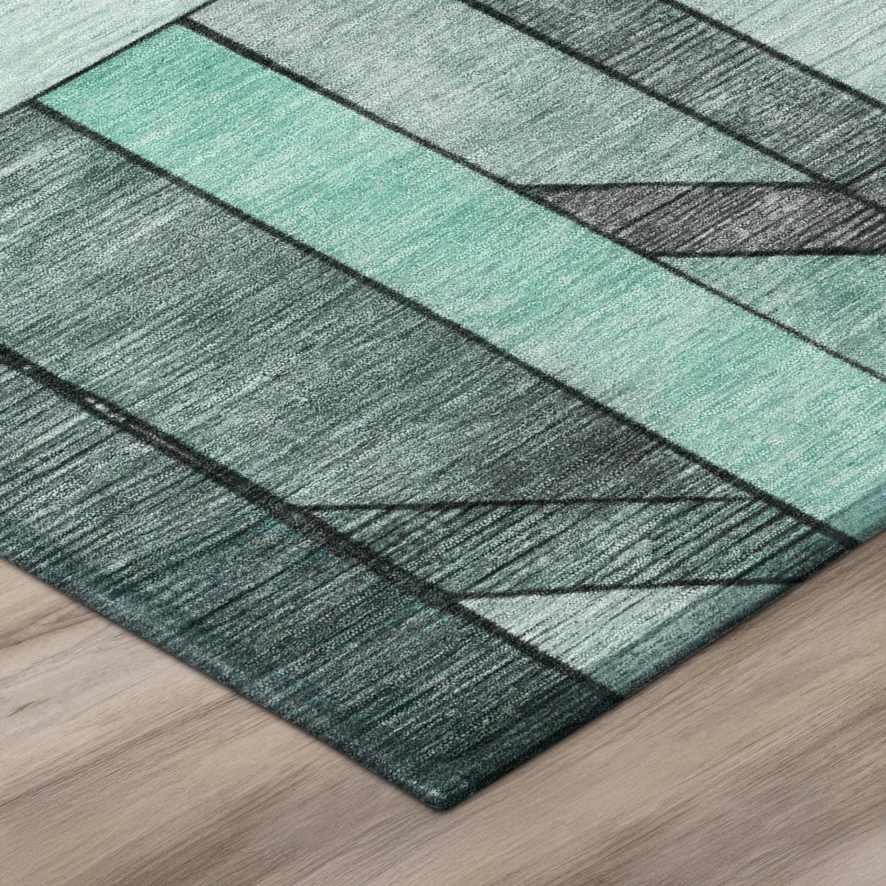 10' X 14' Aqua And Teal Blue Geometric Washable Indoor Outdoor Area Rug Homeroots Outdoor