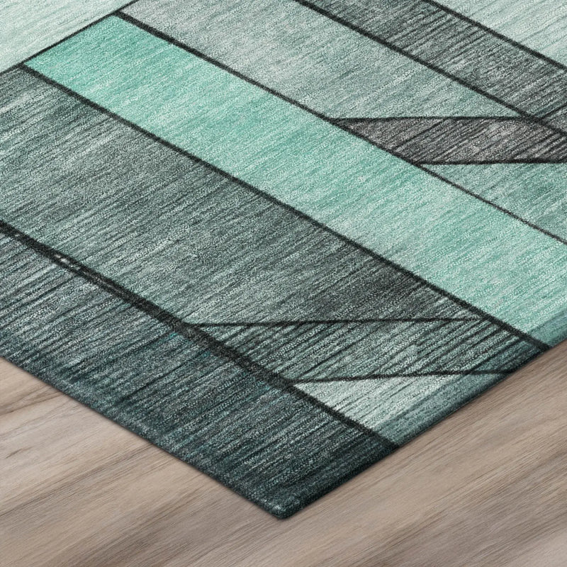 10' X 14' Aqua And Teal Blue Geometric Washable Indoor Outdoor Area Rug Homeroots Outdoor