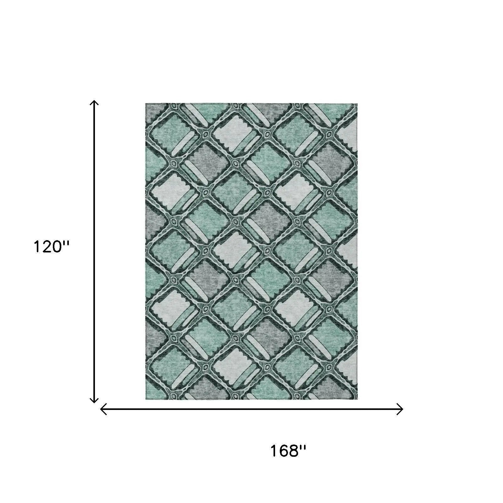 10' X 14' Aqua And Teal Blue Geometric Washable Indoor Outdoor Area Rug Homeroots Outdoor