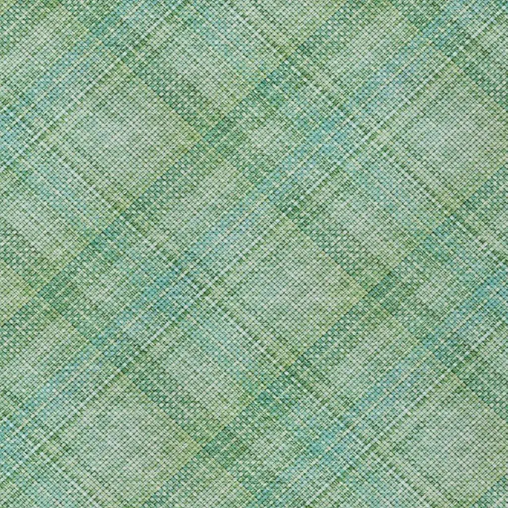 10' X 14' Aqua And Teal Blue Plaid Washable Indoor Outdoor Area Rug Homeroots Outdoor