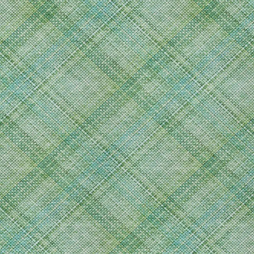 10' X 14' Aqua And Teal Blue Plaid Washable Indoor Outdoor Area Rug Homeroots Outdoor