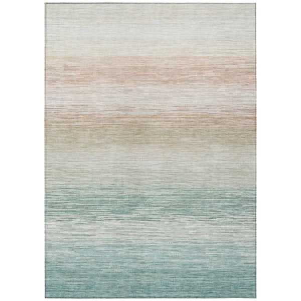 10' X 14' Aqua And Teal Blue Striped Washable Indoor Outdoor Area Rug Homeroots Outdoor