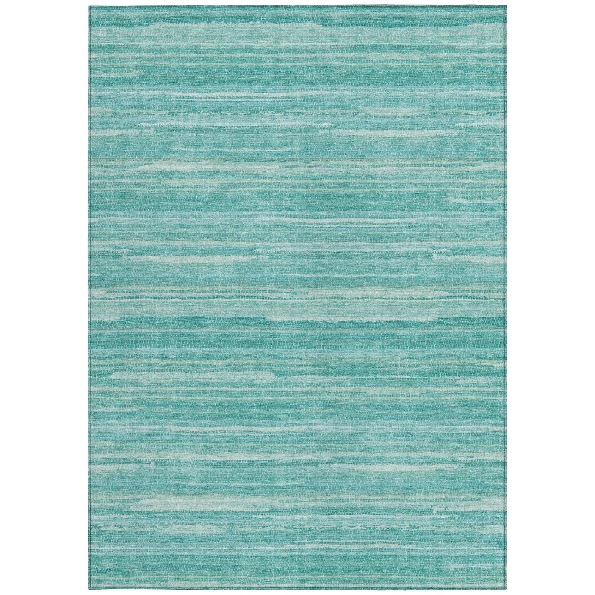 10' X 14' Aqua And Teal Blue Striped Washable Indoor Outdoor Area Rug Homeroots Outdoor