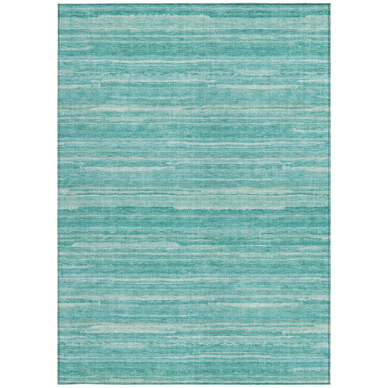 10' X 14' Aqua And Teal Blue Striped Washable Indoor Outdoor Area Rug Homeroots Outdoor