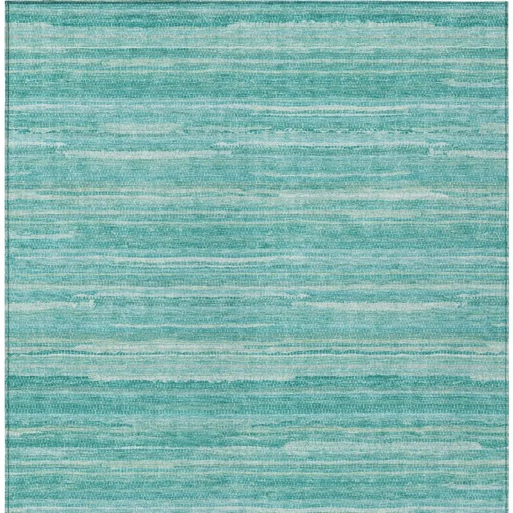 10' X 14' Aqua And Teal Blue Striped Washable Indoor Outdoor Area Rug Homeroots Outdoor