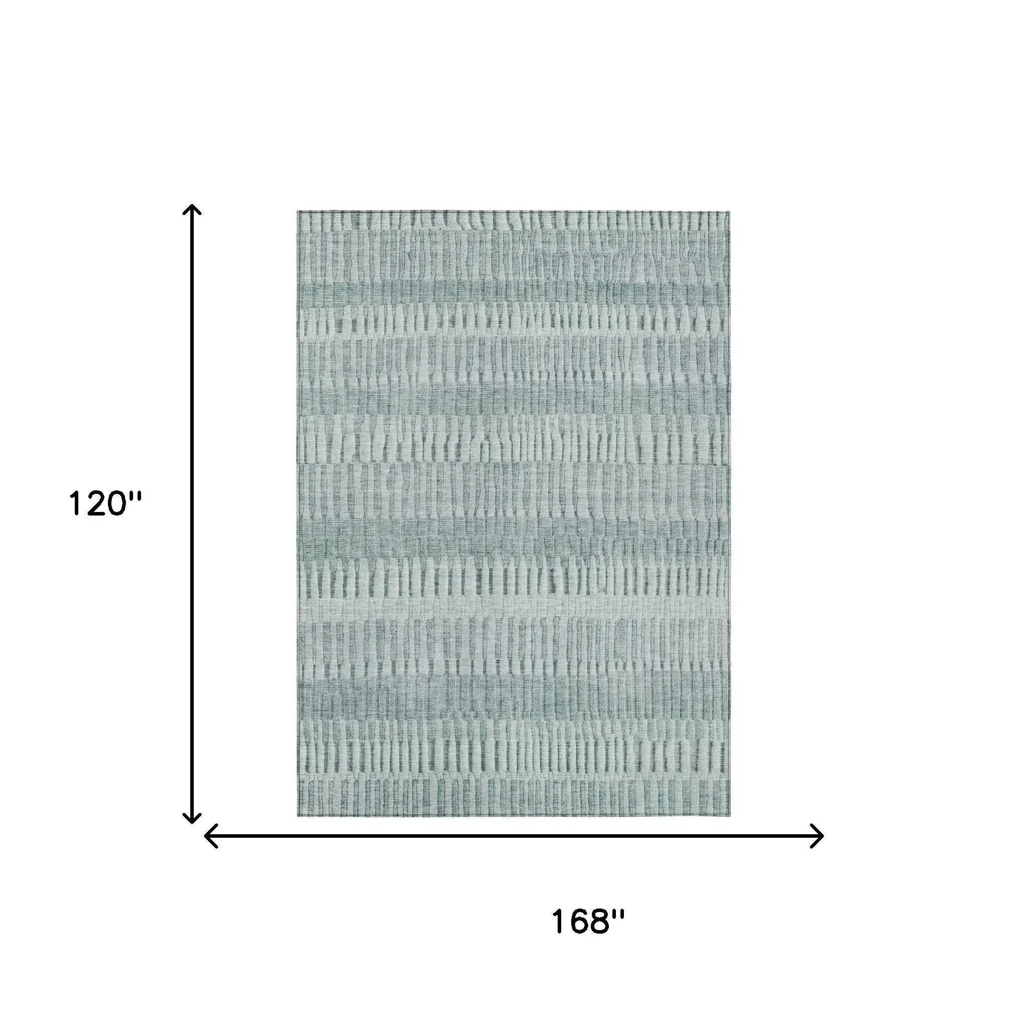 10' X 14' Aqua And Teal Blue Striped Washable Indoor Outdoor Area Rug Homeroots Outdoor