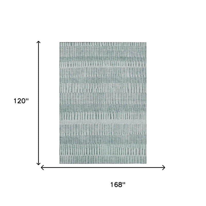 10' X 14' Aqua And Teal Blue Striped Washable Indoor Outdoor Area Rug Homeroots Outdoor