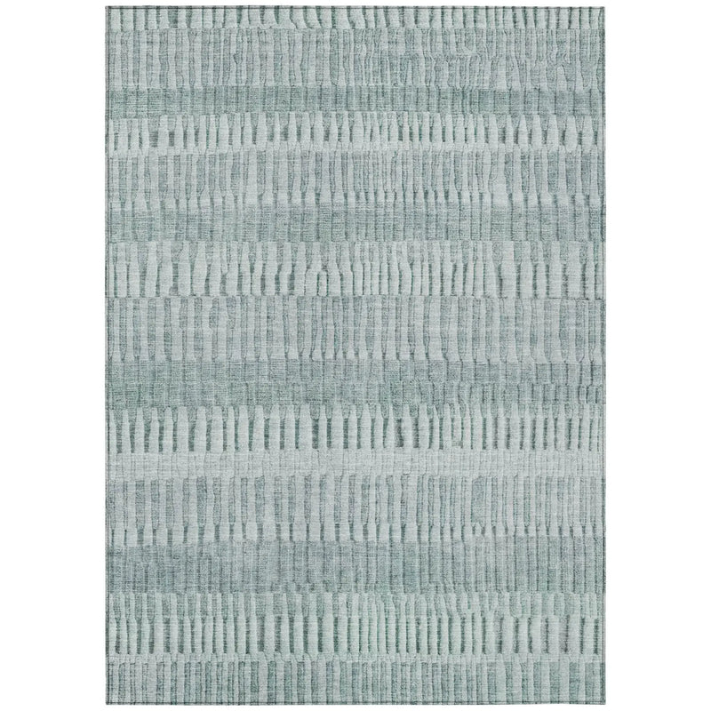 10' X 14' Aqua And Teal Blue Striped Washable Indoor Outdoor Area Rug Homeroots Outdoor