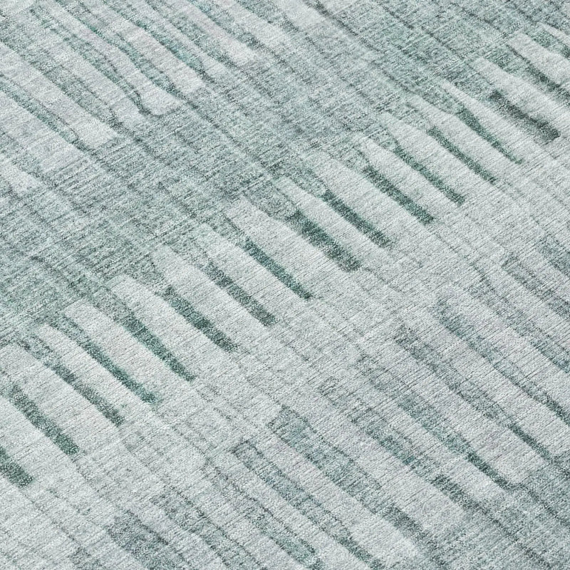 10' X 14' Aqua And Teal Blue Striped Washable Indoor Outdoor Area Rug Homeroots Outdoor